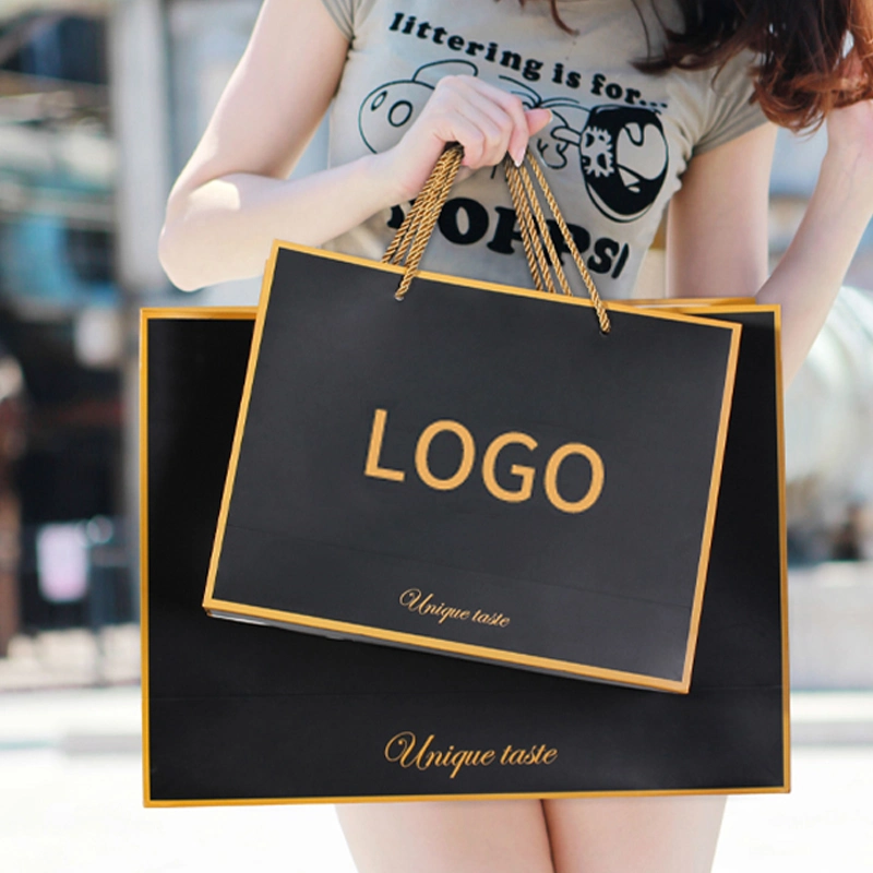 Customized Fancy Gift Shopping Paper Bags with Ribbon Handle